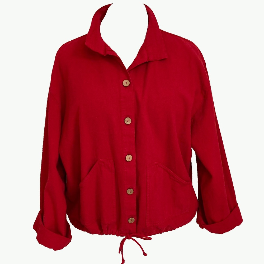 Red cotton drawstring jacket size L